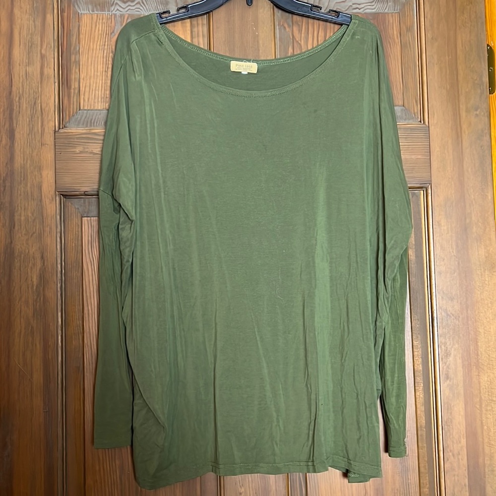 Piko blouse long sleeve green size small